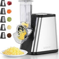 Electric Cheese Grater for Block Cheese - Electric Vegetable Chopper with 5 Blades, Automatic Shredder for Potato Carrot Cucumber Cabbage Onion Kitchen Essentials