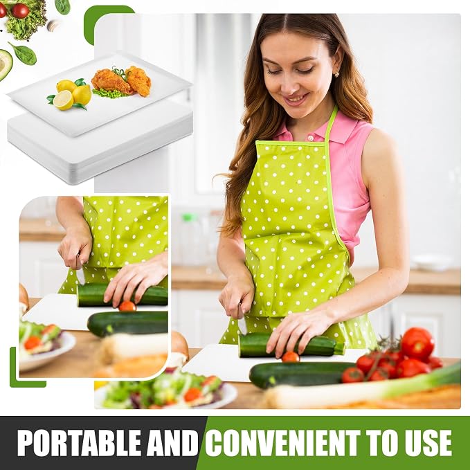 Hushee 60 Count Disposable Cutting Board Sheets 10 x 13 Inch Flexible Plastic Sheet Cutting Mat Large Chopping Boards for Kitchen Cooking Traveling Camping Tailgating BBQ