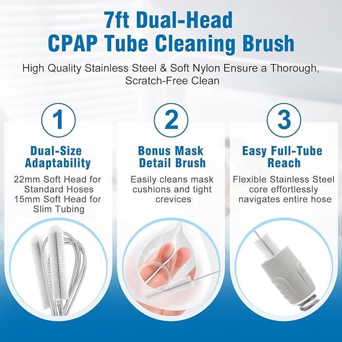 9 Pack CPAP Cleaning Kit for Hose & Mask, with Speed Control Hose Dryer, Collapsible Wash Basin & Hose Hanger, 7ft Cleaning Brush, CPAP Cleaning Supplies with Storage Bag, for 22mm & 15mm Tube