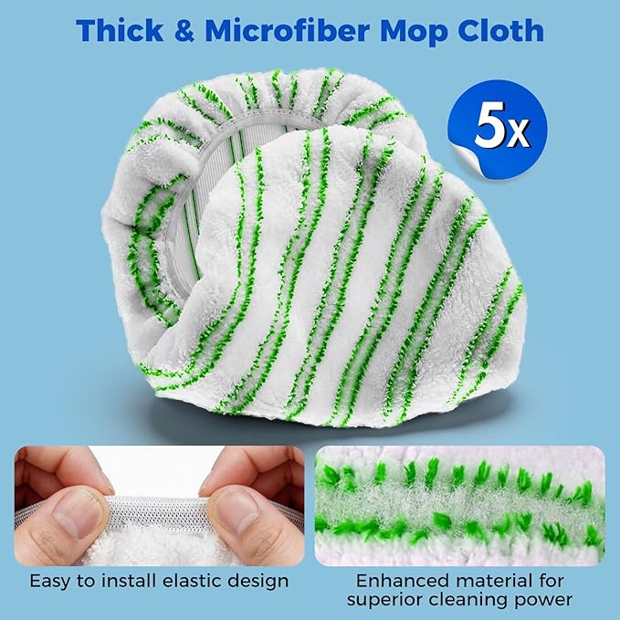 Masthome 16" Extra Large Microfiber Flat Mop for Floor Cleaning, 360° Rotating Dust Mop with 5 Washable Pads & 1 Cleaning Scraper, Wet Dry Mop for Hardwood Laminate Tile Ceramic