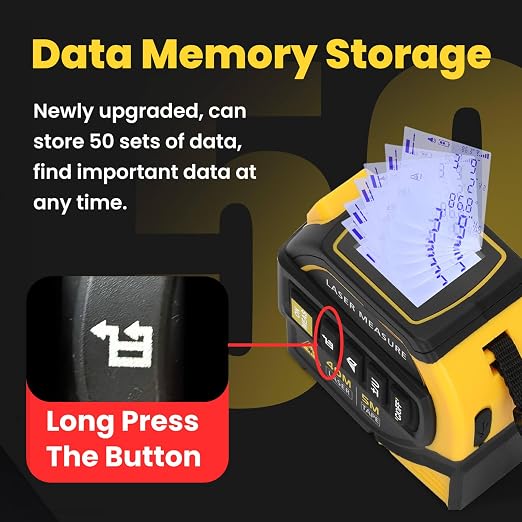 4-in-1 Laser Tape Measure with Level and Crosshairs, 16FT AutoLock Measuring Tape and 130FT Laser Measurement Tool with Large LCD Display, Area, Volume, Pythagorean, Cosine