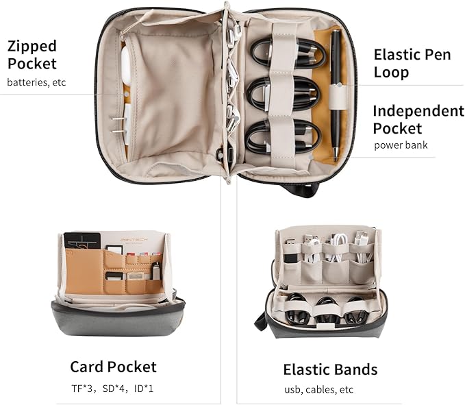 PGYTECH Mini Travel Tech Organizer, Waterproof Tech Bag, Electronics Accessories Organizer Carrying Case, Organizer Bag for Cables, Cord, Phone Batteries, Charger, Photography SD Card, Green
