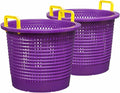 Large, Heavy Duty Fish Baskets, Purple, Yellow Handles, Made in USA, 2-Pack