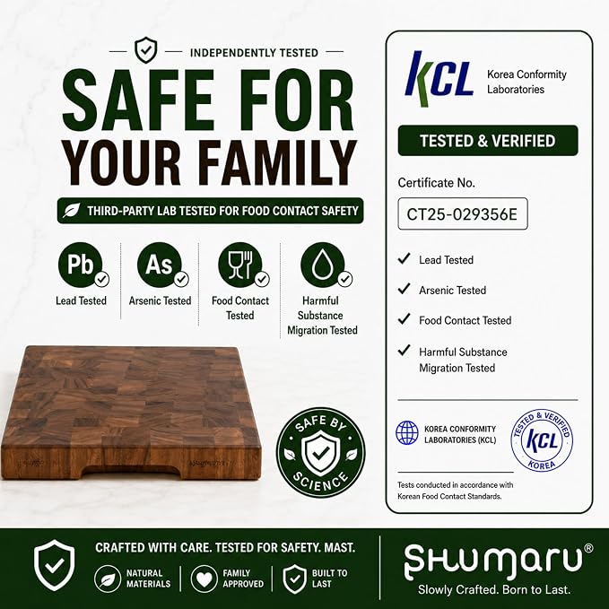 SHUMARU XL End Grain Cutting Board 20×13×1.6" Thick – 11 LB Heavy Duty Butcher Block – 260 SQ IN Flat Workspace for Meal Prep, Dough, & Pizza – Knife-Friendly Wood Chopping Board with Non-Slip Feet