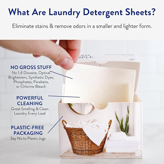 The Clean People Laundry Detergent Sheets - Laundry Soap - Ultra Concentrated, Recyclable Packaging, Stain Fighting - Lavender, 32 Pack