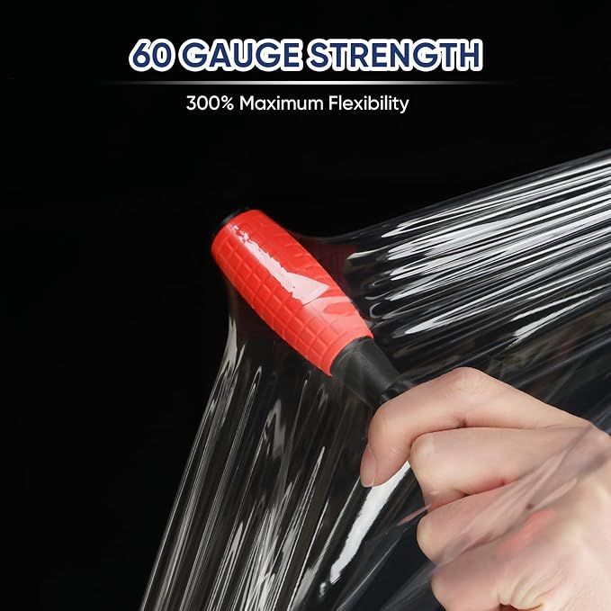 TICONN 1Pk Stretch Wrap Stretch Film Roll, 1000ft Industrial Strength 15 inch Wide Clear Plastic Wrap for Pallet Wrapping Shipping Moving (No Handles)
