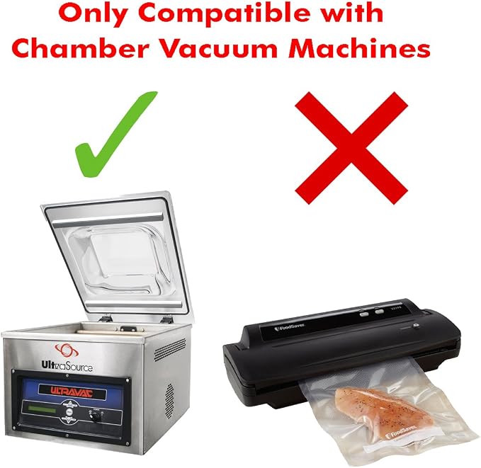 UltraSource - Chamber Machine Pouches 3 Mil Thickness, 8" x 10", Pack of 250 Vacuum Chamber Pouches, BPA-Free Pre-Cut Chamber Vacuum Sealer Bags with tear notch