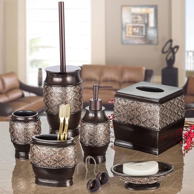 Creative Scents Dublin Brown Tissue Box Cover Square - Decorative Tissue Holder for Bathroom - Brown Tissue Box Holder Vessel for Elegant Bathroom, Bedroom, Office Accessories Décor