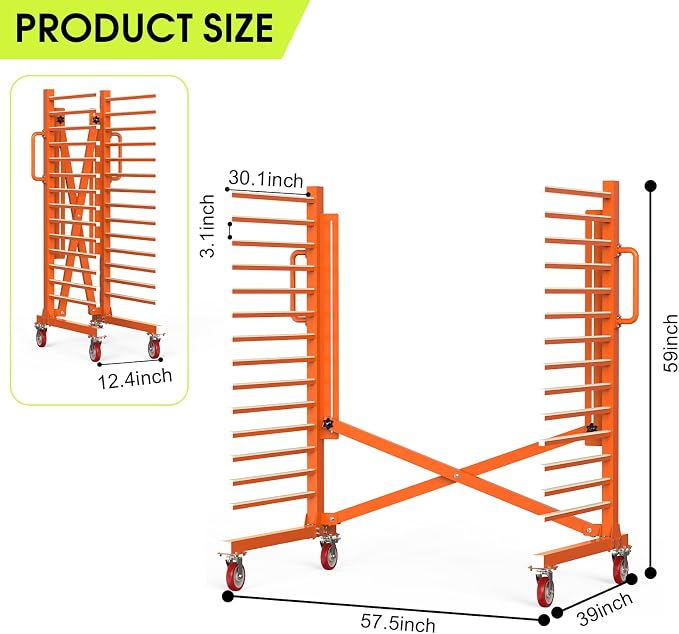 MOOFI 15-Shelf Door & Cabinet Door Paint Drying Rack–Heavy-Duty Metal Rack for Painting,Staining & Curing Doors,Cabinet Doors,Trim & Wood Panels– Space-Saving Drying System for Shops & Remodeling Pros