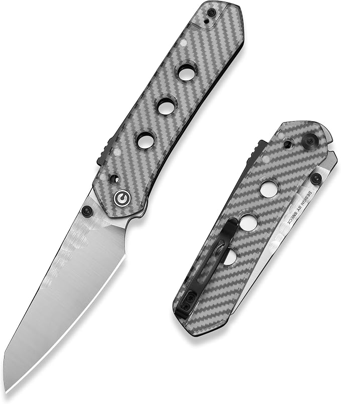 CIVIVI Vision FG Pocket Knife, 3.54" Nitro-V Reverse Tanto Blade C22036-8 | Superlock Folding Knife with Lexan Handle, Laser-Textured Pattern Liners, Reversible Ambidextrous Clip for EDC Camping Hiking