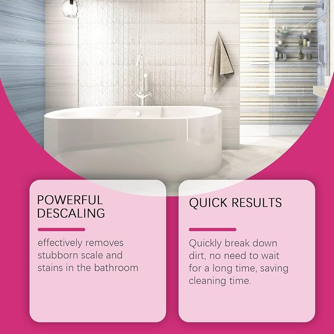 Quatrel Gefanly Bathroom Cleaner, Gefanly Powerful Pink Bathroom Cleaner Spray, All Purpose Bathrooms Descaler Foam Cleaners, Gentle Formula, for Tub Floor Tile,Showers,Bathtubs, Glass Surfaces