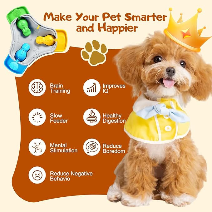 3 in 1 Dog Puzzle Interactive Slow Feeder Dog Bowls to Prevent Choking, Slow Feeder for IQ Training and Entertainment for All Breeds.Mental Stimulation Toy for Dog,Cats and Dogs Love