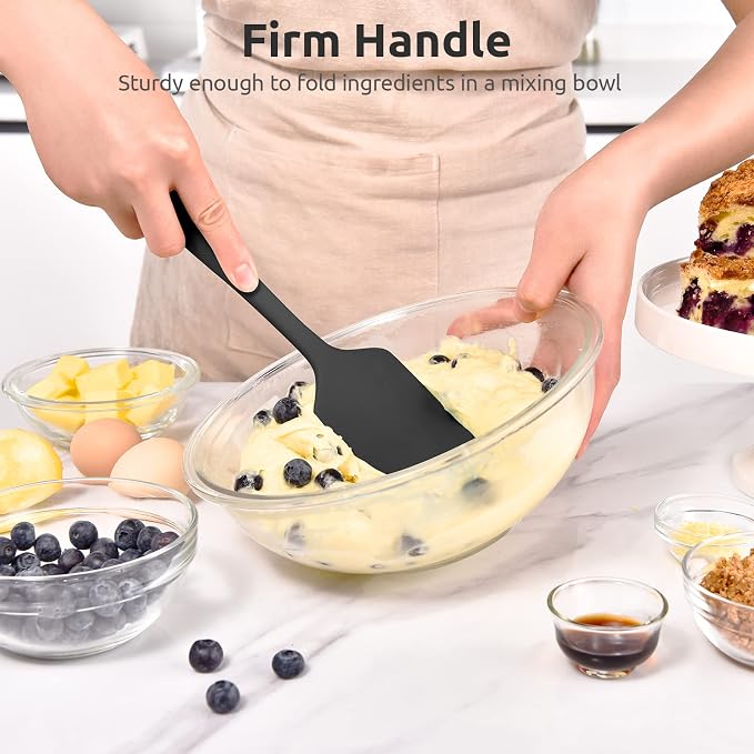U-Taste Measuring Cups and Spoons Set of 15 in 18/8 Stainless Steel, and Upgraded 600ºF High Resistant Flexible and Sturdy Silicone Spatula Set of 4 (Black)