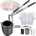 CANALHOUT 4kg Crucible Tongs Set for Melting Metal | 2-in-1 Lifting & Pouring Tong w/ Spouted Graphite Crucible, Ingot Mold & Gloves, for Metal Melting Jewelry Casting