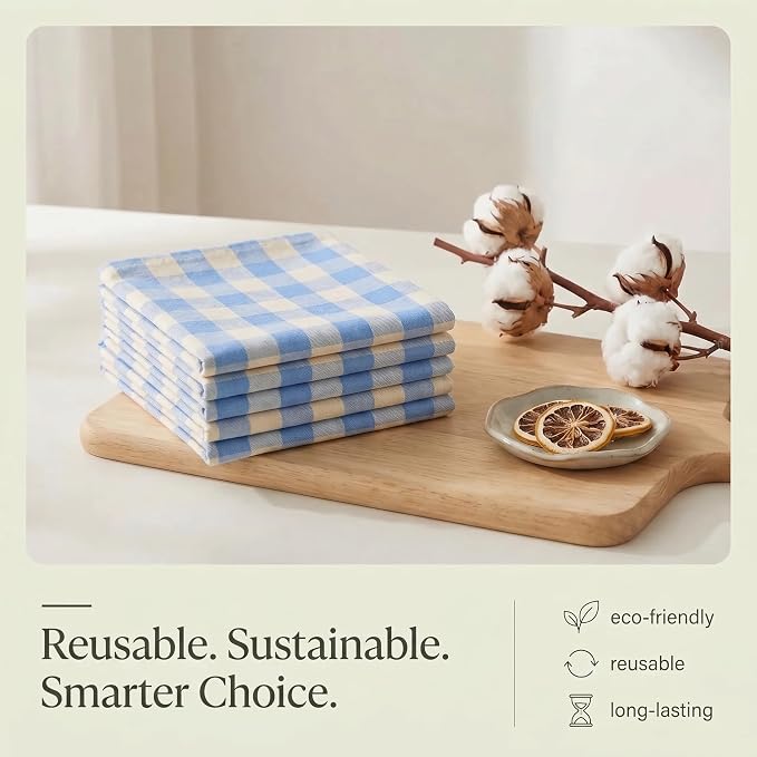 Urban Villa Kitchen Towels Cotton Dish Towels 20”x30” (Set of 6) Bluesand