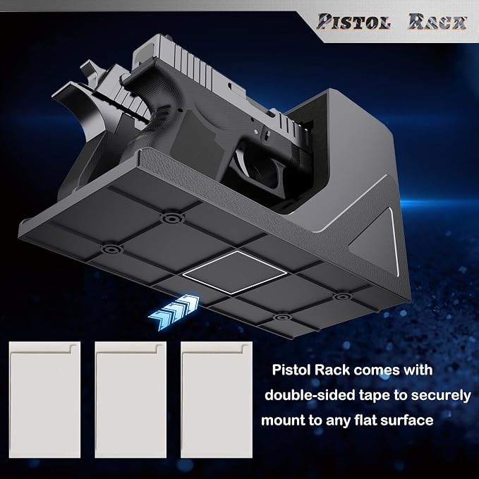Pistol Rack Universal Protective Handgun Storage,Handgun Rack for Gun Safe Gun Cabinet Storage, Gun Magazine Holder, 1 Gun Holder 3 Mag Slots Fit Most Pistols