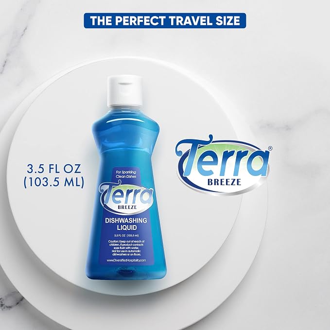 1-Shoppe All-in-Kit Terra Breeze Hotel Liquid Dish Soap Detergent, 3.5 oz (Case of 36)