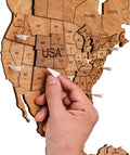 Enjoy The Wood 3D Wooden World Map Wall Art - Large Travel Map with Pins for Art Decor - Decorative Map of the World for Home, Office - Travel Wall Art Housewarming Gift Idea (Planes, Pins)