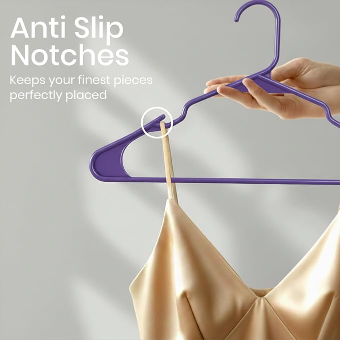 Utopia Home Plastic Hangers 30 Pack – Space Saving Clothes Hanger Purple | Durable & strong | Closet organizer & storage | Ideal for apartments, dorms & stocking stuffers