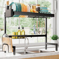 Sakugi 2-Tier Dish Drying Rack Over The Sink, Expandable for Counter | Rustproof Stainless Steel Kitchen Storage Accessories, Space-Saving 30"–34.5"Lx12"Wx25"H, Black