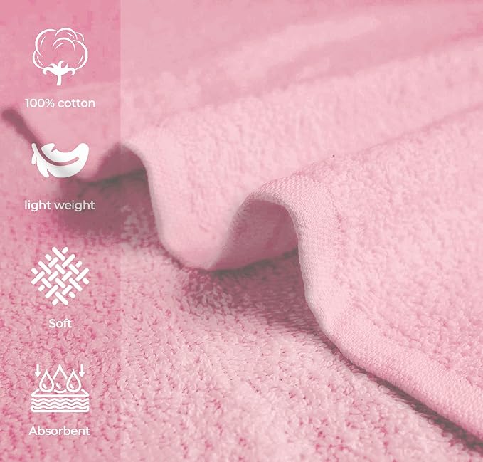 Avalon Towels Salon Towel - Pink Hand Towels Bulk Pack of 24 - 100% Cotton Absorbent Spa, Facial & Gym Towel for Working Out - 16x27 Inches (Not Bleach Proof)