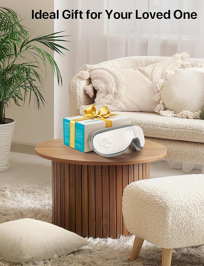 ALLJOY Eye Massager with Heat, Birthday Gifts for Women Men, Bluetooth Music Sleep Mask for Migraine Relief, Eye Strain, Dark Circles & Dry Eyes