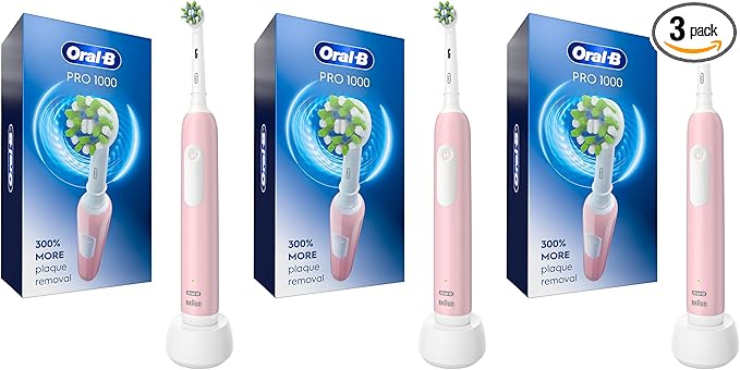 Oral-B Pro 1000 Rechargeable Electric Toothbrush, Pink (Pack of 3)