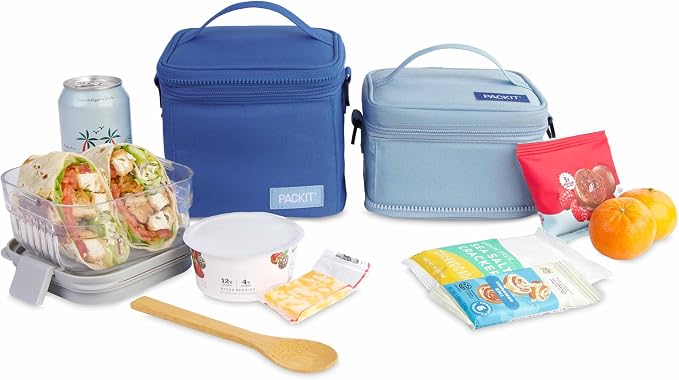 PackIt Freezable Small Mod 3-In-1 3.2L Capacity, Sky Blue/Azure Blue | Built-in ice packs, EcoFreeze+ Technology, 3-in-1 use, Two compartments: freezable & insulated, Men and Women, Fresh lunches