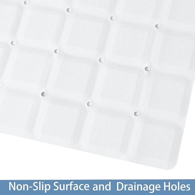 Webos Foldable Silicone Bathtub Mat: Jumbo Size Heavy Duty Safety Bath Mat for Tub Without Suction Cups Non Slip Bath & Shower Mat for Textured, Reglazed, Refinished Tub (White, 35.8 x 17.7)