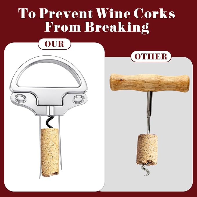 Ah So Wine Opener Two Part Stainless Steel Vintage Corkscrew Cork for Easy Remover Two Prong Cork Puller for Delicate Old Corks