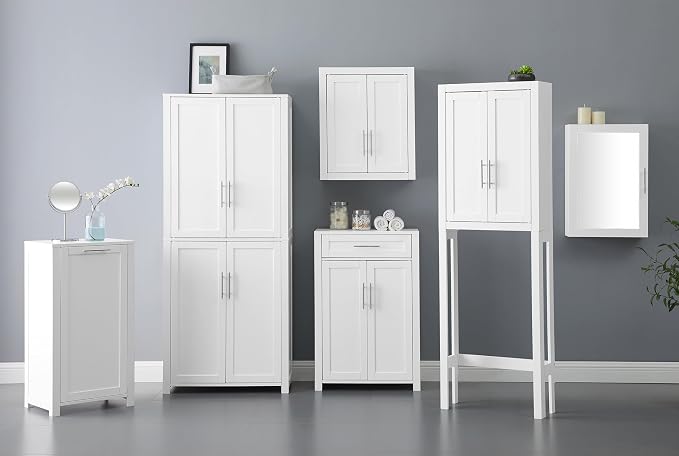 Crosley Furniture Savannah Wall Mounted Bathroom Storage Medicine Cabinet with Shelves, Snow