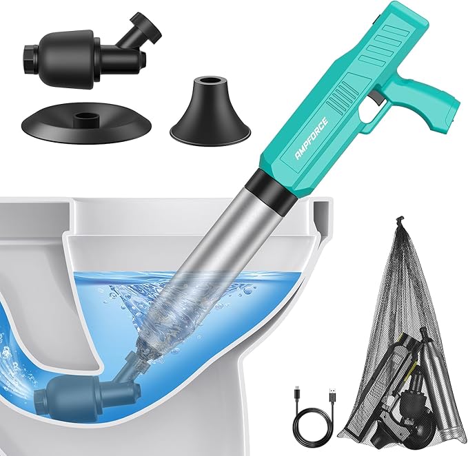 ‌Electric Toilet Plunger for Bathroom, High-Pressure Air Plunger, Heavy-Duty Clog Remover for Toilets, Toilet Drain Unclogger (Mint Green)