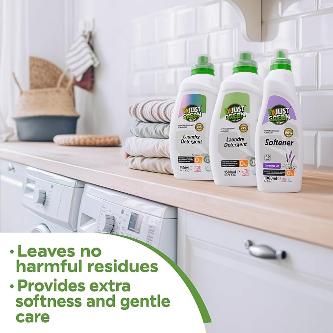 Fabric Softener, Plant-Based Liquid Fabric Softener, Non-Toxic, Hypoallergenic, EcoCert Certified, Vegan, Natural Lavender Scent, 32 Washes, 33.8 fl oz (1000 ml) - 2 Pack