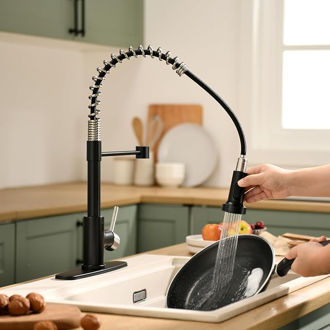 GIMILI Touchless Kitchen Faucet with AC Adapter, Smart Motion Sensor Activated Hands-Free Single Handle Faucet for Kitchen Sink with AC Adapter, Matte Black&Brushed Nickel