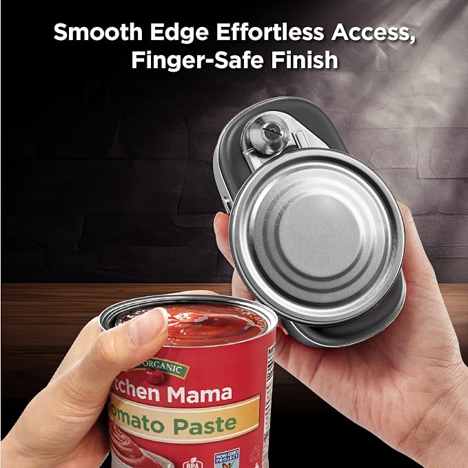 Kitchen Mama Orbit One Rechargeable Electric Can Opener, Black | Hands-free, USB-C Charging, Automatic Stop, Smooth Edge, Storage Box