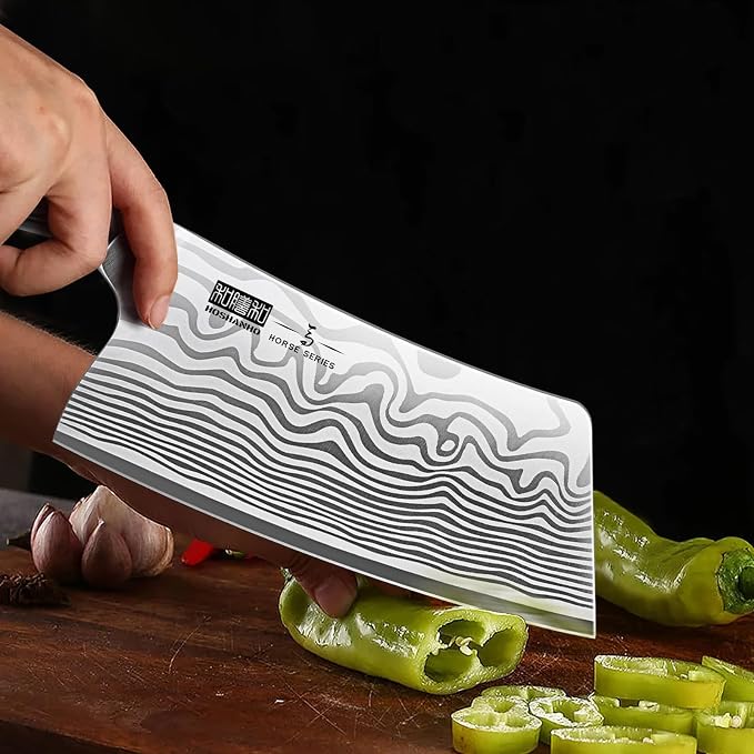 HOSHANHO Cleaver Knife 7", Razor Sharp Powder Steel Kitchen Meat Cleaver | Professional Kitchen Butcher Knife for Meat Cutting Vegetable Slicing, Japanese Chopping Knife with Pakkawood Handle