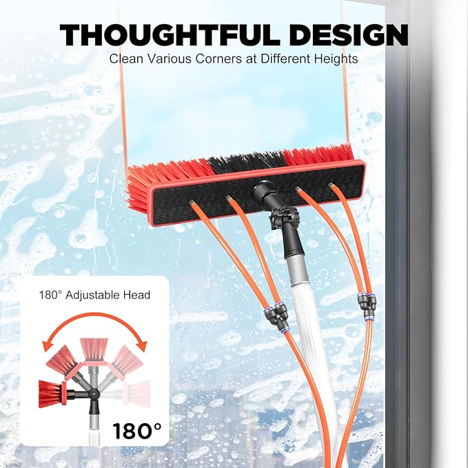 26 Ft Water Fed Pole Kit, Water Fed Brush, Outdoor Tall Window Cleaner Car Glass Solar Panel Cleaning System, Cleaning Brush Tool Extendable Pole Kit Washer Duster Washing Tool
