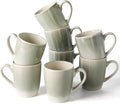 famiware Coffee Mugs Set, 13 oz Mug Set of 8, Stoneware Cups for Latte, Hot Tea, Mocha, Cocoa, Cappuccino, Microwave and Dishwasher Safe, Glacier Series, Sage Green