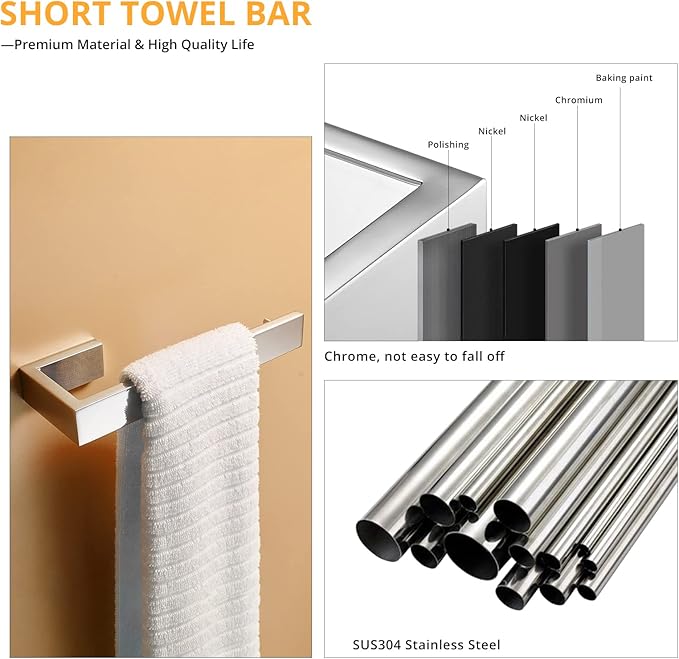 Fapully 5 Piece Bathroom Hardware Accessories Set Stainless Steel Wall Mounted,Chrome Polish Finished