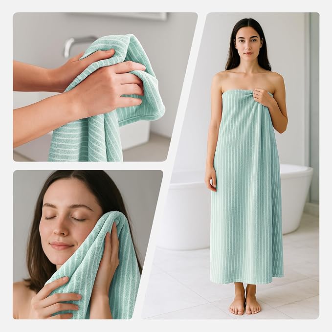 REDKISS 6-Piece Microfiber Bath Towel Set, Ultra Soft, Highly Absorbent & Quick Dry, 35x70 Inch Oversized, sage Green Towels for Bathroom, Spa, Gym, 2 Bath 2 Hand 2 Washcloths