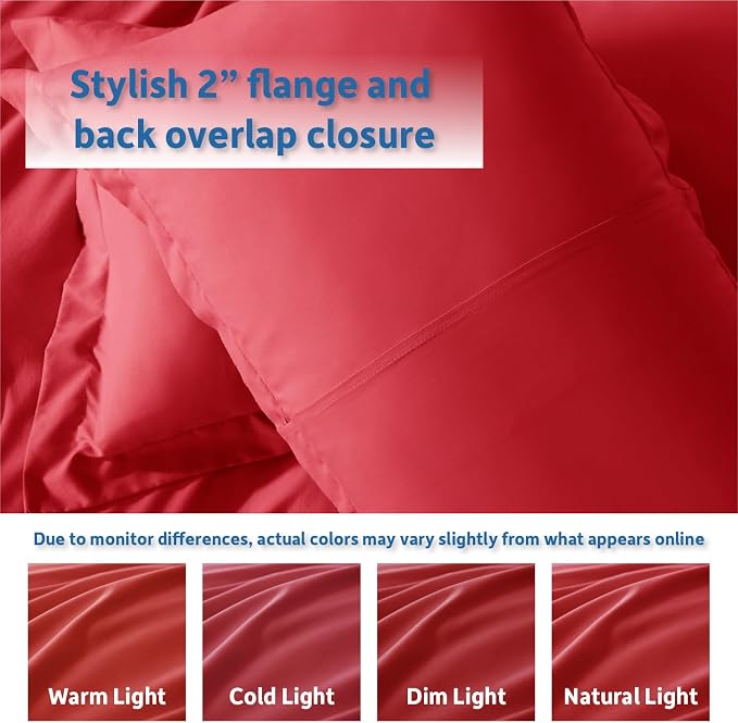 Nestl Red Duvet Cover King Size - Soft Double Brushed King Duvet Cover Set, 3 Piece, with Button Closure, 1 Duvet Cover 104x90 inches and 2 Pillow Shams