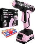 EZARC Cordless Hot Glue Gun, 15s Fast Heating 12V Mini Glue Gun for DIY Crafts, Home Repairs, School Projects, Decorations, with 50 Mini Glue Sticks, Pink