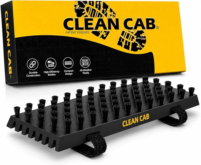 Universal Fit Truck Step Mounted Brush - Heavy Duty Boot Brush for Trucks, RVs, SUVs, and Semis - Easy Velcro Mounting - Perfect for Camping, Jobsite, and Home - Durable and Reliable