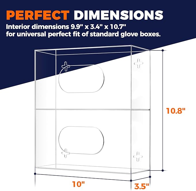 Double Glove Box Holder Wall Mount Glove Dispenser - Disposable Glove Holder Wall Mount Glove Station for Medical Gloves, Multipurpose Kitchen Gloves Holder - Includes Hanging Hardware