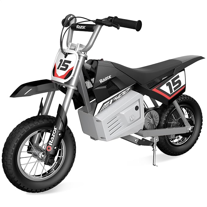 Razor MX400 Dirt Rocket Kids Ride On 24V Electric Toy Motocross Motorcycle Dirt Bike, Speeds up to 14 MPH, Black (2 Pack)