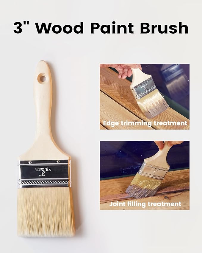 Voomey 7.5-Inch Heavy-Duty Deck Brush Kit, 51 Inch Adjustable Extension Rod, Paint Tray 9 Inch with Liner, Wood Stain Brush, Designed for Quick Painting of Decks, Wood, and Floors