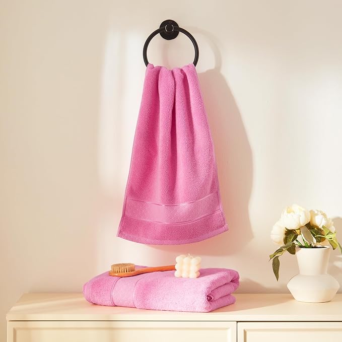 COZYART Bath Towel Set 6 PCS, Pink Luxury 100% Turkish Cotton 650GSM | Soft Absorbent Quick Dry, OEKO‑Tex 100 Cert. Zero Twist Ring Spun Cotton, Plush Fluffy, Breathable Hotel Quality Towels Set