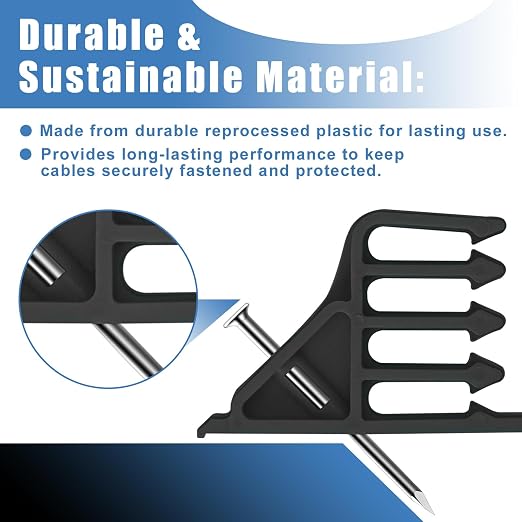 Cable Stackers 200Pcs, Cable Stapler Clips with Steel Nails, Multi-Purpose Electrical Wire Stackers, Insulated Cord Staples for Most Cable Types, Easy-to-Install