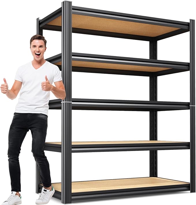 71" H x 35" W Garage Shelving, 5-Tier Adjustable Metal Storage Shelves, Utility Steel Storage Rack for Garage, Warehouse, Pantry, Basement, Industrial & Workshop Organization,15.7" D