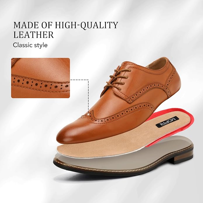 Mens Classic Cap Toe Dress Shoes Oxford for Office | Polished PU Outer Shell,Ventilated Comfortable Latex Insole. Formal Footwear Suited for Office Engagements ,Outings,Weddings